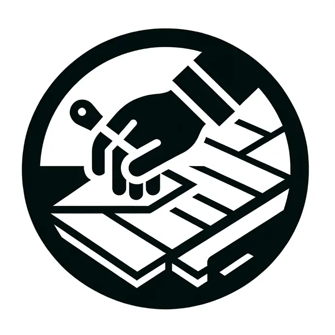 Pictogram of floor covering installation