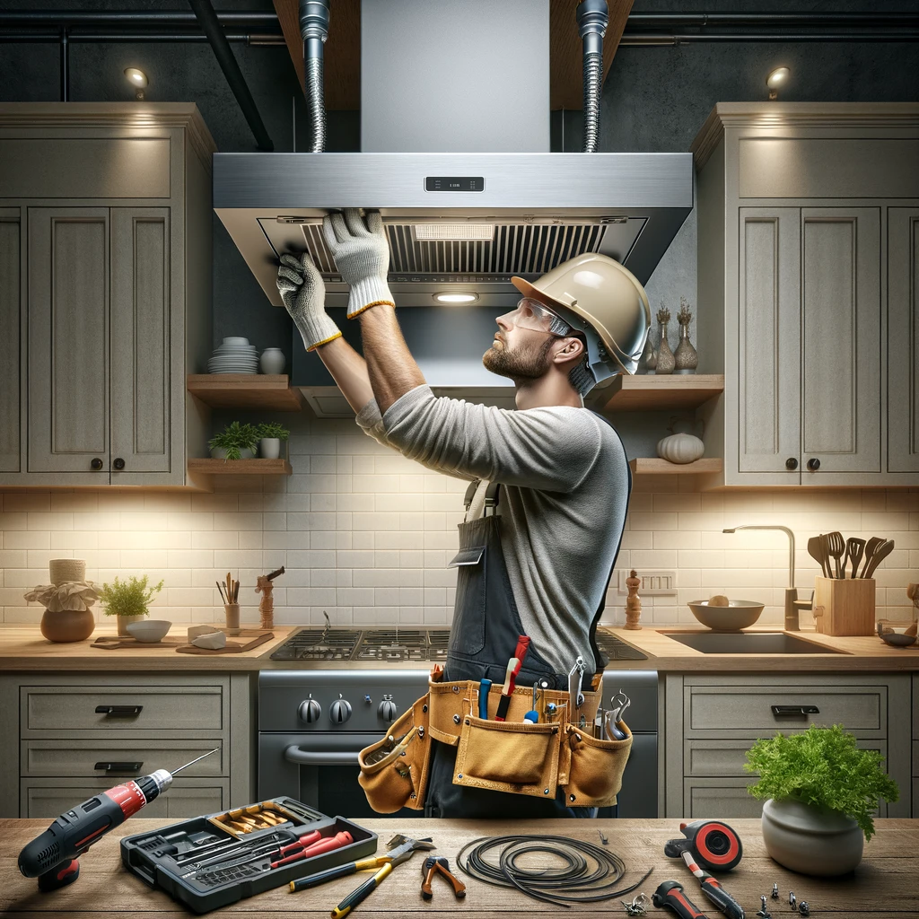 A worker who installs a stove fan